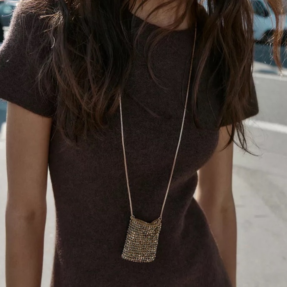 Gold Chain Bag Pendant Necklace - Elegant Women's Jewelry